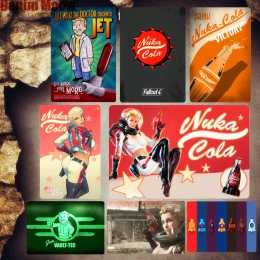 Vault-Tec w stylu Vintage metalowa płyta klub Bar do gier dekoracja pokoju znaki Fallout Wall plakat artystyczny Nuka Cola nakle