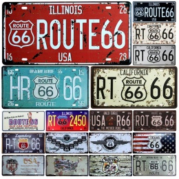 [SQ-DGLZ] gorąca Route 66 tablicy rejestracyjnej sklep Bar dekoracje ścienne plakietka emaliowana Vintage Metal zaloguj wystrój 