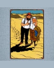 Tintin film animowany plakietka emaliowana metalowa płyta żelaza malarstwo ścienne dla dzieci pokój Bar domu sztuki rzemiosła wy