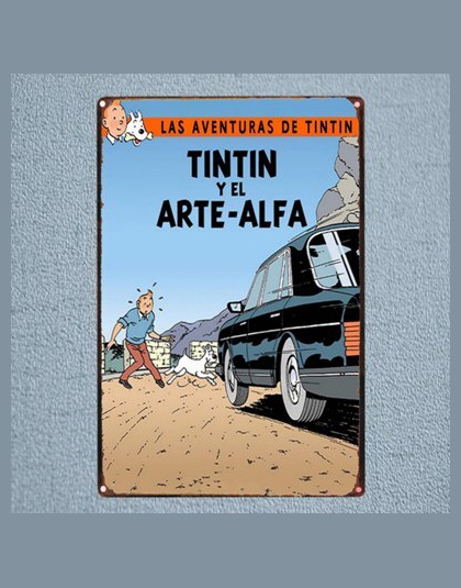 Tintin film animowany plakietka emaliowana metalowa płyta żelaza malarstwo ścienne dla dzieci pokój Bar domu sztuki rzemiosła wy