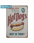 [SQ-DGLZ] Hot Dog/lody/ciasto/Hamburger metalowy znak Bar dekoracje ścienne w plakietka emaliowana Vintage wystrój domu malowani