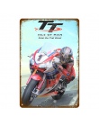 TT Isle Of Man Metal plakat Retro wyścigi motocyklowe płytki nazębnej Wall Art malarstwo płyta Pub Bar garażu wystrój domu w sty