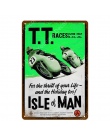 TT Isle Of Man Metal plakat Retro wyścigi motocyklowe płytki nazębnej Wall Art malarstwo płyta Pub Bar garażu wystrój domu w sty