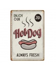 Vintage Home Decor Retro hamburgery metalowe plakietki emaliowane klasyczne amerykańskie Hot dogi z puszki po żywności płyta dla