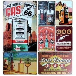 Stacja benzynowa Route 66 Vintage Home Decor plakietka emaliowana 8 "x 12" metalowy znak Bar/Pub dekoracje ścienne metalowe tabl
