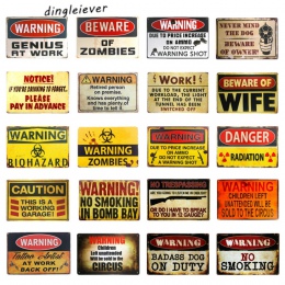 DL-ostrzeżenie plakat w stylu Vintage emaliowane metalowe plakietki emaliowane sztuka tablica dekoracyjna