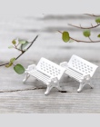 2 sztuk/partia białe krzesło domek dla lalek miniaturowe piękne słodkie bajki ogród Gnome mech Terrarium wystrój rzemiosło Bonsa