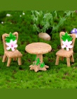 Żywica Terrarium 3 sztuk/zestaw ogród stół krzesło figurka ozdoba Micro krajobraz ozdoba bajki miniaturowe rzemiosło