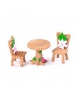 Żywica Terrarium 3 sztuk/zestaw ogród stół krzesło figurka ozdoba Micro krajobraz ozdoba bajki miniaturowe rzemiosło