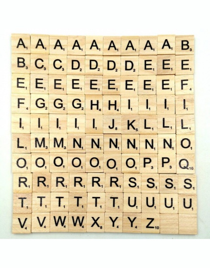 100 sztuk/zestaw angielskie słowa drewniane litery alfabetu płytki czarne Scrabble litery i liczby dla rzemiosła drewna