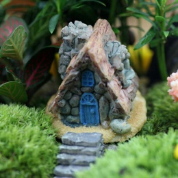 Dekoracyjny miniaturowy kamienny domek z żywicy do mikroogrodu ozdobny dodatek do słoja mini artykuły ogrodnicze