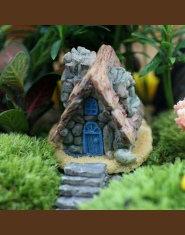 Dekoracyjny miniaturowy kamienny domek z żywicy do mikroogrodu ozdobny dodatek do słoja mini artykuły ogrodnicze