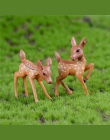 2 sztuk/zestaw sztuczne Mini Sika Deer Fairy Garden miniatury gnomy mech terrarium żywica rzemiosło figurki do dekoracji wnętrz