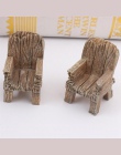 2 sztuk/para śliczne Mini symulowane krzesło drewniane ozdoby żywicy rzemiosła Micro krajobraz bajki ogród miniaturowe dekoracja