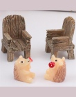 2 sztuk/para śliczne Mini symulowane krzesło drewniane ozdoby żywicy rzemiosła Micro krajobraz bajki ogród miniaturowe dekoracja