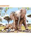 CHENISTORY bezramowe słoń żyrafa obraz DIY przez numery nowoczesne Wall obraz farba By Numbers unikalny prezent dla Home Decor