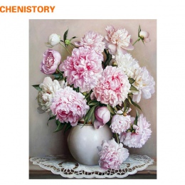 CHENISTORY różowy europa kwiat obraz DIY numerami akrylowe farby przez numery według numerów ręcznie malowane obraz olejny na pł