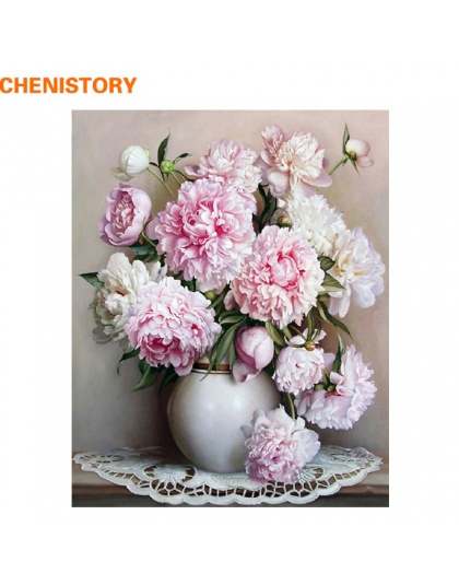 CHENISTORY różowy europa kwiat obraz DIY numerami akrylowe farby przez numery według numerów ręcznie malowane obraz olejny na pł