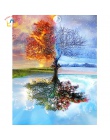 Sezon drzewo malowanie numbers diy akrylowe kolorowe rysunki modułowe obrazy na płótnie dla pokoju gościnnego grafiki farby wedł