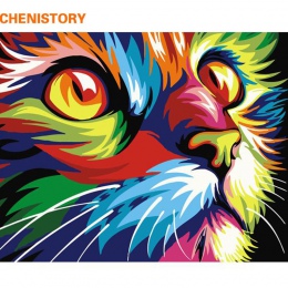 CHENISTORY bezramowe kot zwierzęta obraz DIY przez numery zestawów kolorystyka numerami unikalny prezent dekoracje ścienne do do