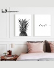 NICOLESHENTING ananas ściany sztuki na płótnie plakaty drukuje Nordic miłość cytat obrazy czarny biały obraz ścienny do salonu