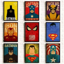 Marvel minimalne Super Heroes w stylu Vintage plakaty do wystrój domu papier pakowy wysokiej jakości plakat naklejki ścienne