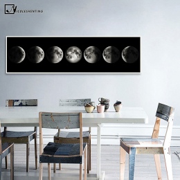 Zaćmienie księżyca plakat na płótnie minimalistyczny sztuki malowania wszechświat obraz na ścianie długi transparent drukuj salo