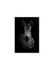 Nordic sztuki malowania na płótnie czarny biały żyrafa słoń Zebra lew druku zwierząt ścienne plakat artystyczny salonu wystrój d