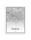 Czarny biały niestandardowy mapa świata Paris London nowy jork plakaty Nordic salon obrazy na ścianę Home Decor obrazy na płótni