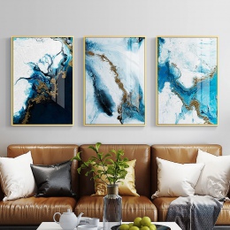 Nordic streszczenie kolor spalsh niebieski złoty obraz na płótnie plakat i druku niepowtarzalny wystrój obrazy na ścianę do salo