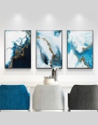 Nordic streszczenie kolor spalsh niebieski złoty obraz na płótnie plakat i druku niepowtarzalny wystrój obrazy na ścianę do salo