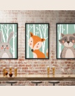 Zwierzęta leśne ścienne kreskówki plakat artystyczny i druk na płótnie malarstwo dla dzieci przedszkole sypialnia obraz modułowy