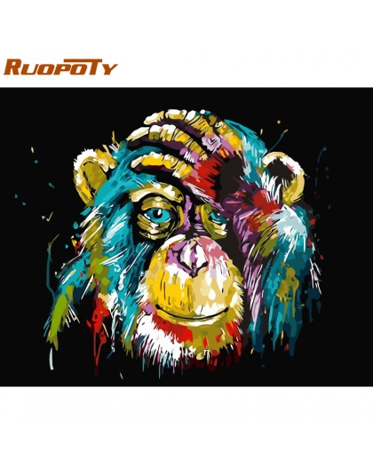 RUOPOTY ramka Orangutan zwierząt DIY obraz olejny przez numer kaligrafia malarstwo akrylowe farby na płótnie do wystroju domu 40