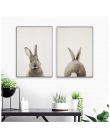 Czarny biały dziecko zwierząt królik ogon płótnie reprodukcja i plakat przedszkole Bunny obraz na płótnie dla dzieci pokój Nordi