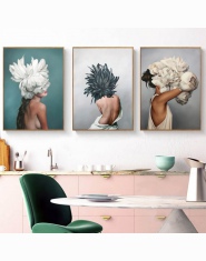 Nowoczesne plakaty i reprodukcje kwiaty Feather kobiety drukowane obraz olejny na płótnie na ścianę do dekoracji domu salonu