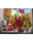 CHUNXIA oprawione obraz DIY według numerów czerwony kwiat akrylowe malarstwo nowoczesne obraz ozdobny do salonu 40x50 cm RA3367