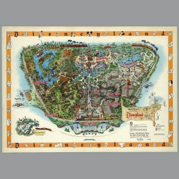 Stany zjednoczone parku rozrywki Disneyland ręcznie rysowane mapa Retro matowy papier pakowy plakat naklejki ścienne obrazy z pr