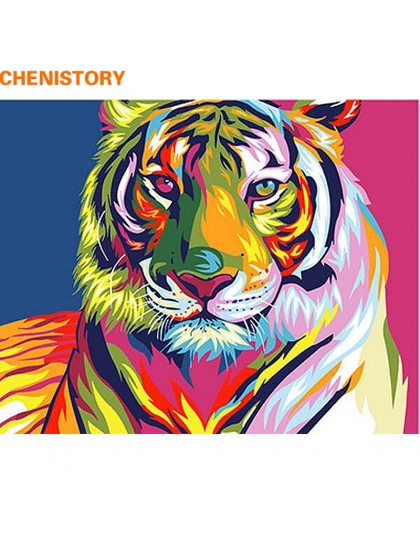 CHENISTORY kolorowe tygrys zwierzęta obraz DIY przez numery zestawów farby na płótnie ręcznie malowane obraz olejny farba do dek
