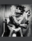 Nowoczesny czarny biały Sexy picia i palenia kobieta uroda obraz na płótnie toaleta Pub Bar dekoracji wnętrz plakat na ścianę zd