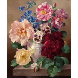Bezramowe obraz w stylu Vintage kwiat obraz DIY według numerów europa ręcznie malowane obraz olejny na płótnie farba akrylowa do