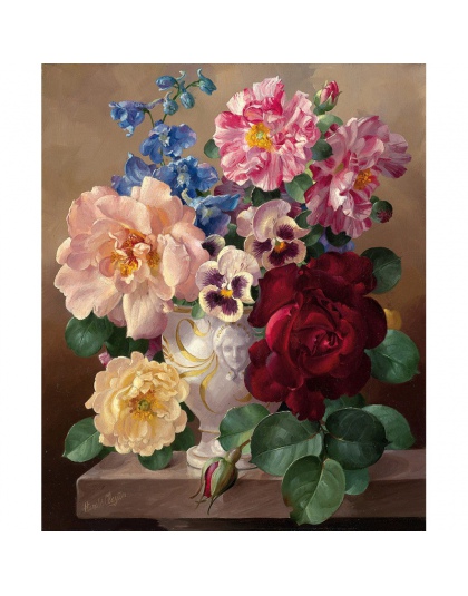 Bezramowe obraz w stylu Vintage kwiat obraz DIY według numerów europa ręcznie malowane obraz olejny na płótnie farba akrylowa do
