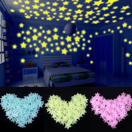 100 sztuk 3D gwiazdy świecą w ciemności naklejki ścienne Luminous fluorescencyjne naklejki ścienne dla dzieci pokój dla dzieci s