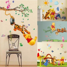Nowy kubuś puchatek tygrysek zwierząt Cartoon winylowe przyjaciele naklejki ścienne dla dzieci pokój przedszkole klasie dekoracy