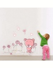 Ładny różowy kreskówka zwierząt miłość niedźwiedź kwiat dziecko dzieci sypialnia wystrój pokoju naklejki ścienne dla dzieci prze