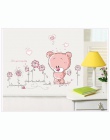 Ładny różowy kreskówka zwierząt miłość niedźwiedź kwiat dziecko dzieci sypialnia wystrój pokoju naklejki ścienne dla dzieci prze