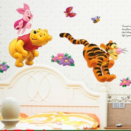 Kubuś puchatek niedźwiedź tygrys naklejki ścienne dla dzieci pokoje adesivo de parede Cartoon przedszkole naklejka ścienna przed