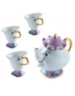 Cartoon piękna i bestia zestaw herbaty Mrs Potts czajniczek + Chip kubek + cukiernica + płyta mleko do kawy czajnik garnek kubek