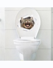 Sprytny kot pies Wc naklejki do dekoracji domu Diy Funny Cartoon zwierząt Wc ścienne Art żywe 3d obroża dla kociaka pieska Safar