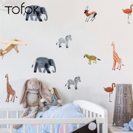 Tofok 24 sztuk w stylu skandynawskim naklejki ścienne Cartoon zwierząt naklejka ścienna salon sypialnia klasie dekoracje ścienne