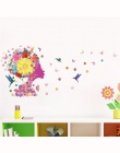 Romantyczny kwiatowy Fairy Swing naklejki ścienne dla dzieci dekoracja ścienna do pokoju sypialnia salon dzieci dziewczyny pokoj